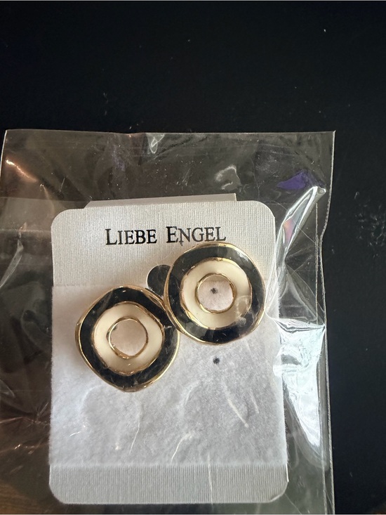 Liebe Engel Jewelry - Gold-Tone and White Enamel Stud Earrings